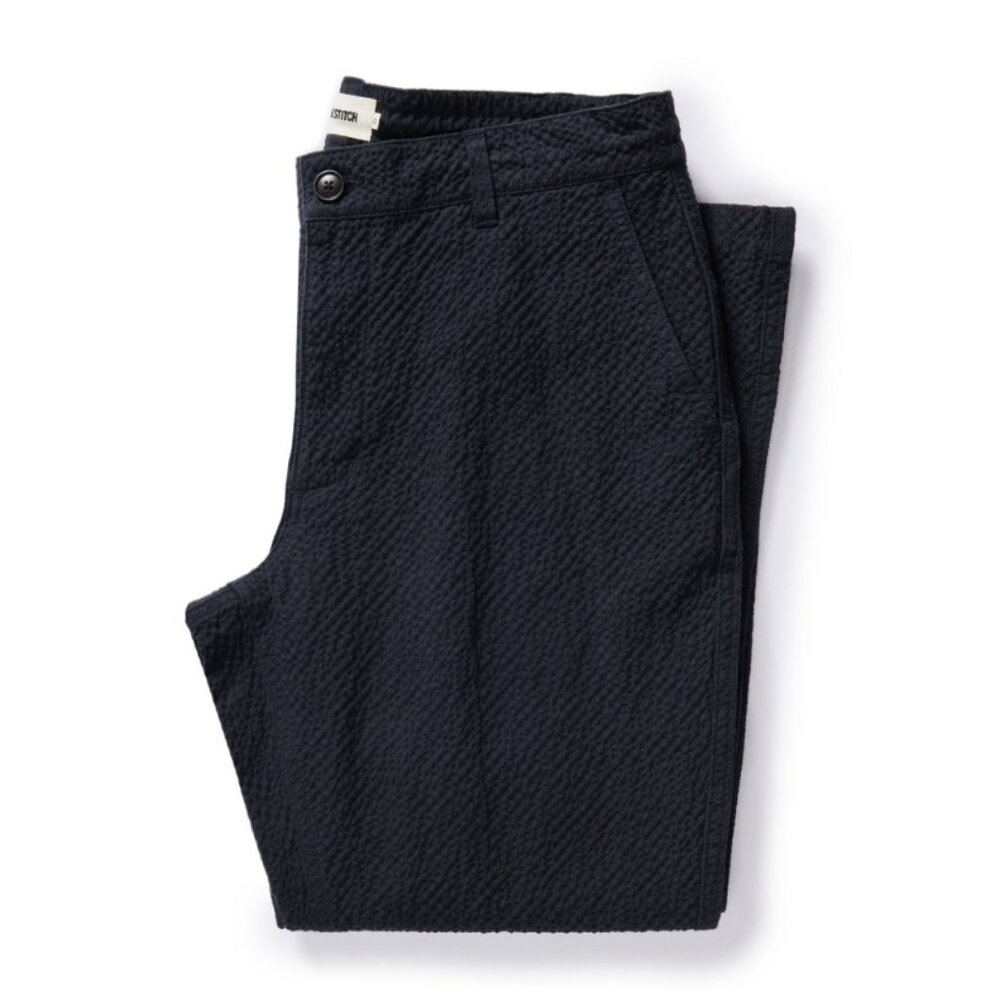Taylor Stitch - The Easy Pant - Heather Navy Seersucker